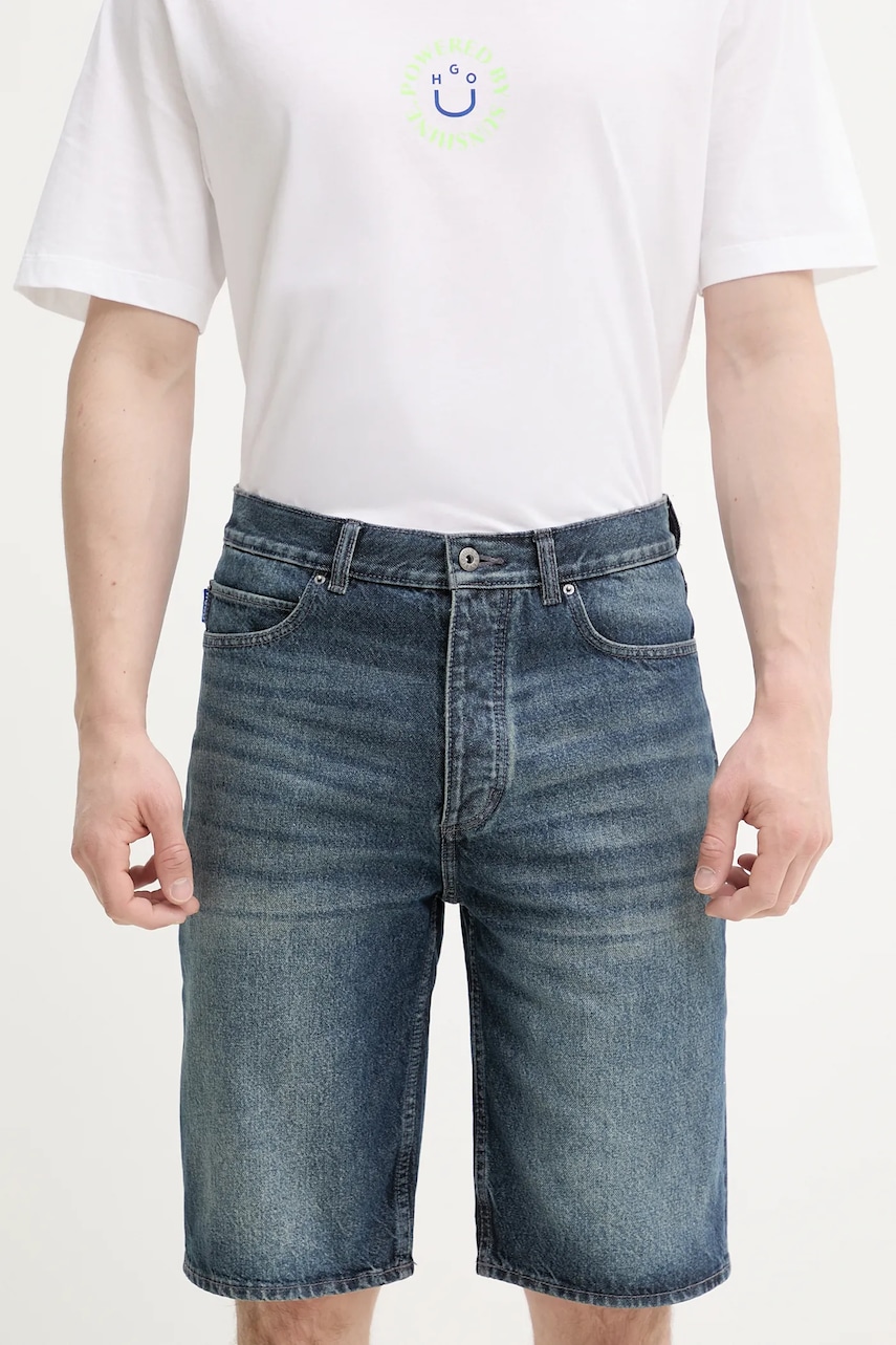 Džínové šortky Hugo Blue pánské, tmavomodrá barva, 50534641