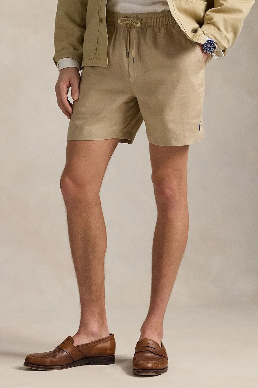 Льняные шорты Polo Ralph Lauren цвет бежевый 710958586 Льняные шорты Polo Ralph Lauren цвет бежевый 710958586