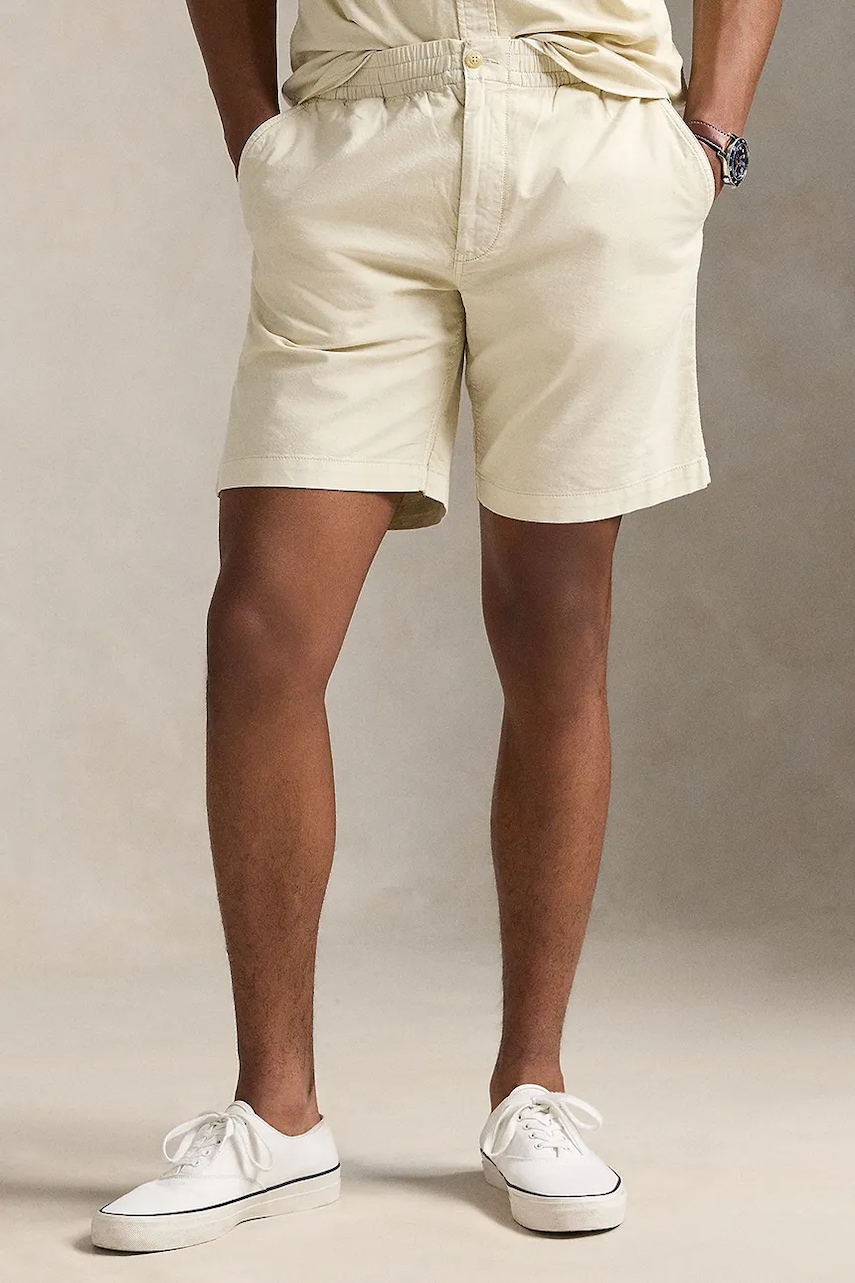 Хлопковые шорты Polo Ralph Lauren Flat Front мужской цвет бежевый 710958587 Хлопковые шорты Polo Ralph Lauren Flat Front мужской цвет бежевый 710958587