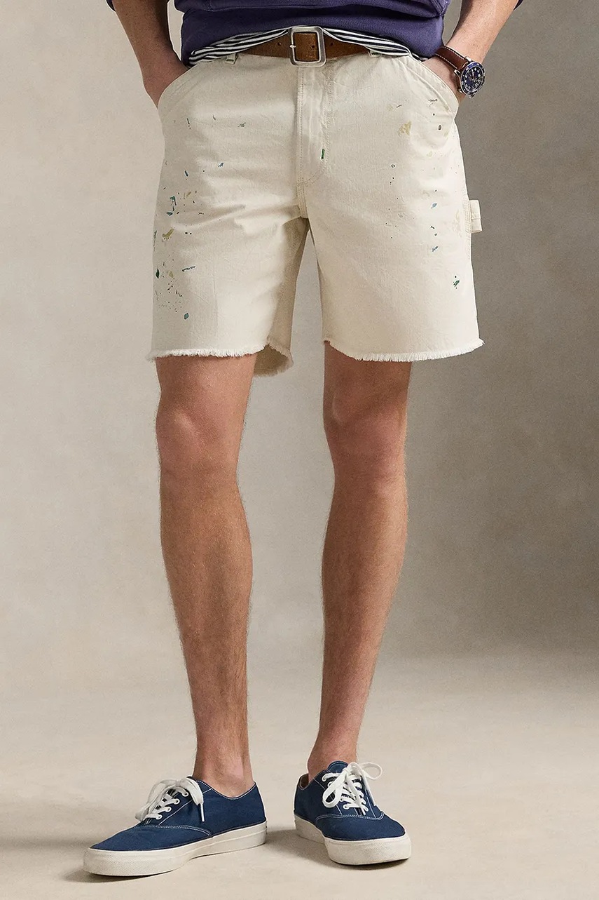 Хлопковые шорты Polo Ralph Lauren Flat Front мужской цвет белый 710963172