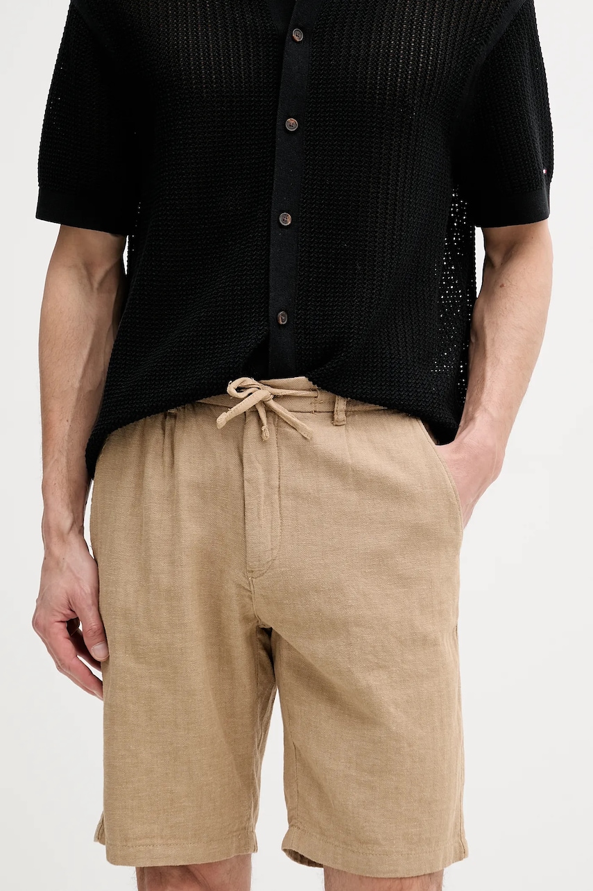 Lindbergh pantaloni scurți din amestec de in culoarea verde, 30-505020