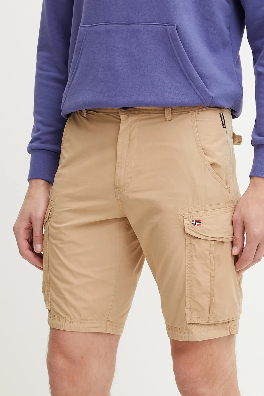 Napapijri pantaloni scurți din bumbac Noto 2.0 bărbați, culoarea maro, NP0A4HOQN1Q1 Napapijri pantaloni scurți din bumbac Noto 2.0 bărbați, culoarea maro, NP0A4HOQN1Q1