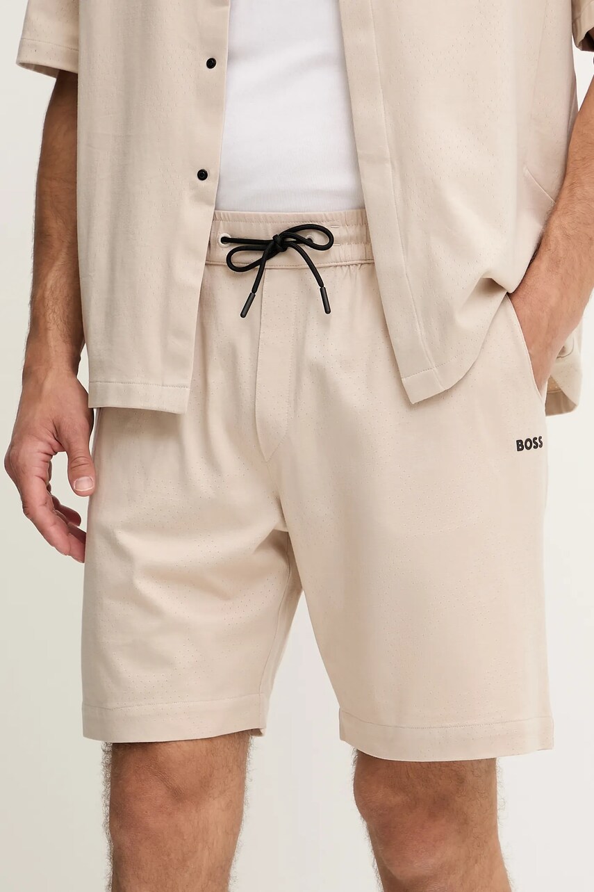 BOSS Green pantaloni scurți  din bumbac culoarea bej, 50539208