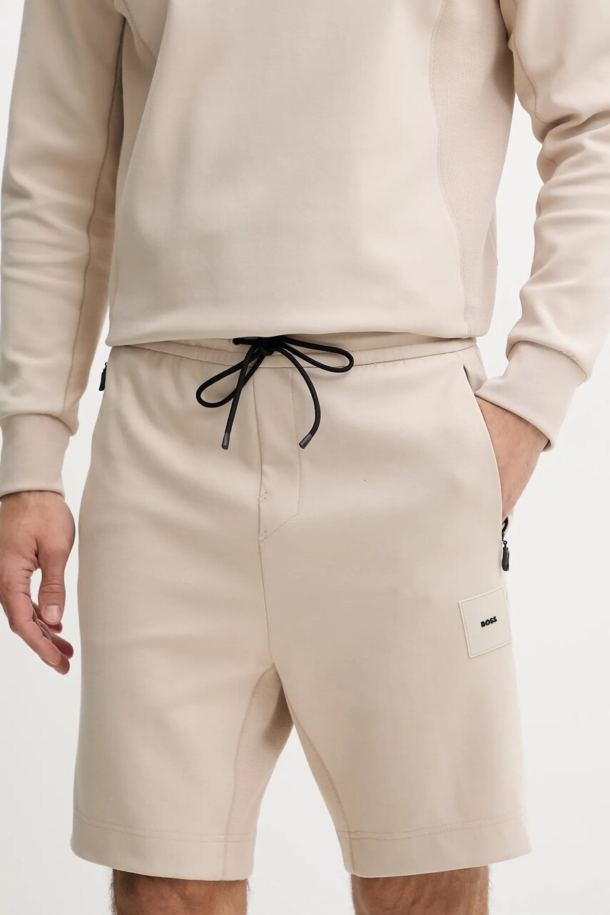 BOSS Green pantaloni scurti barbati, culoarea bej, 50537199