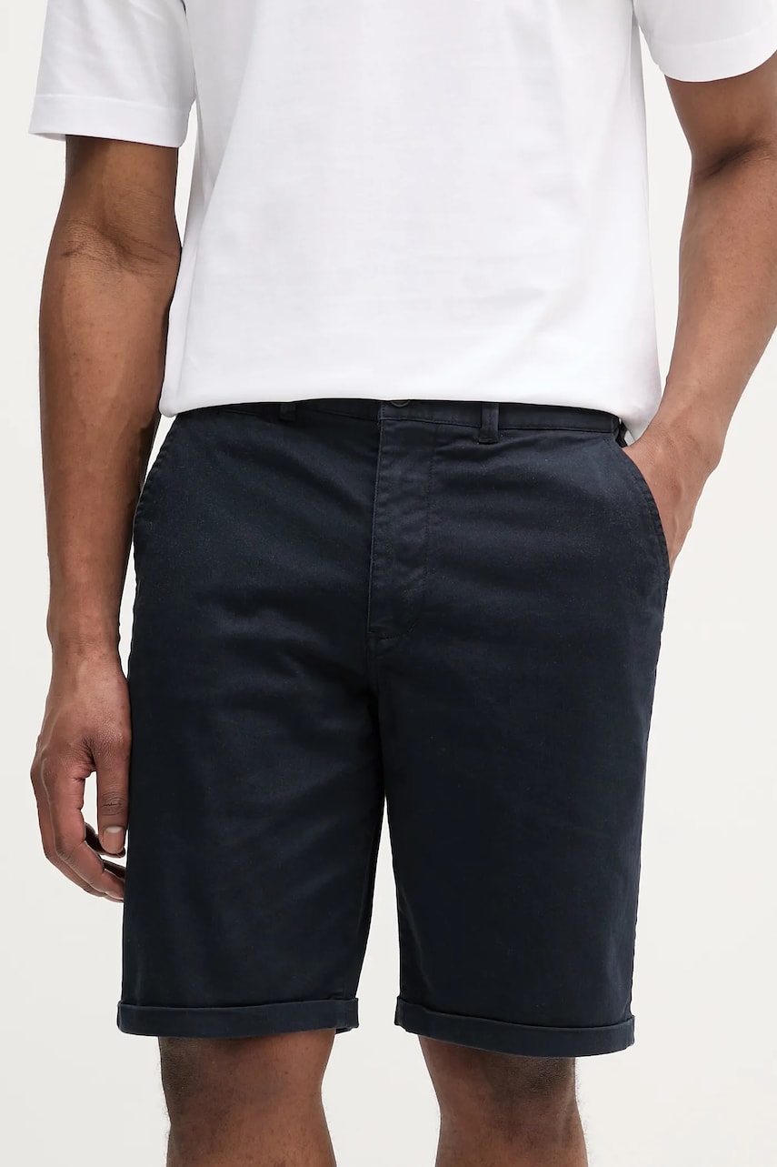 Barbour pantaloni scurți  Washed Twill Chino Short bărbați, culoarea bleumarin, MST0053