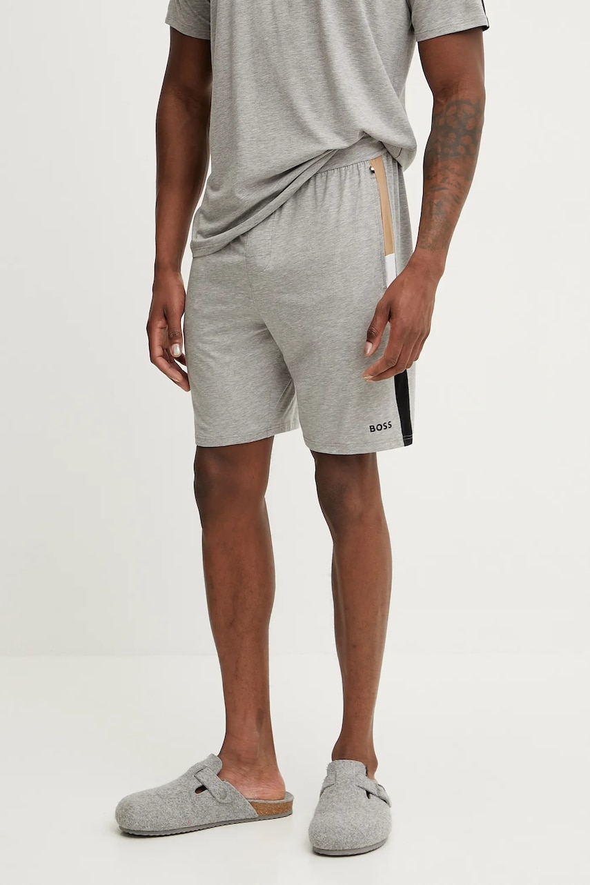 BOSS pantaloni scurți de lounge bărbați, culoarea gri, 50540624