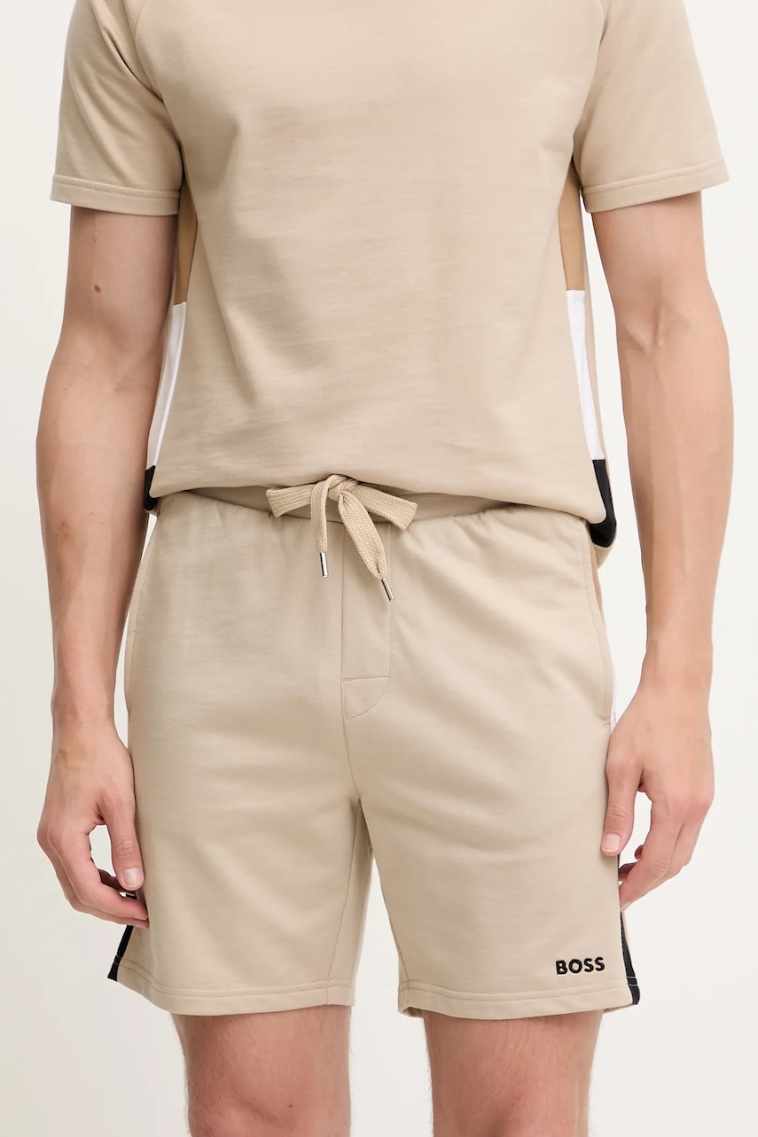 BOSS pantaloni scurți din bumbac culoarea bej, 50540730