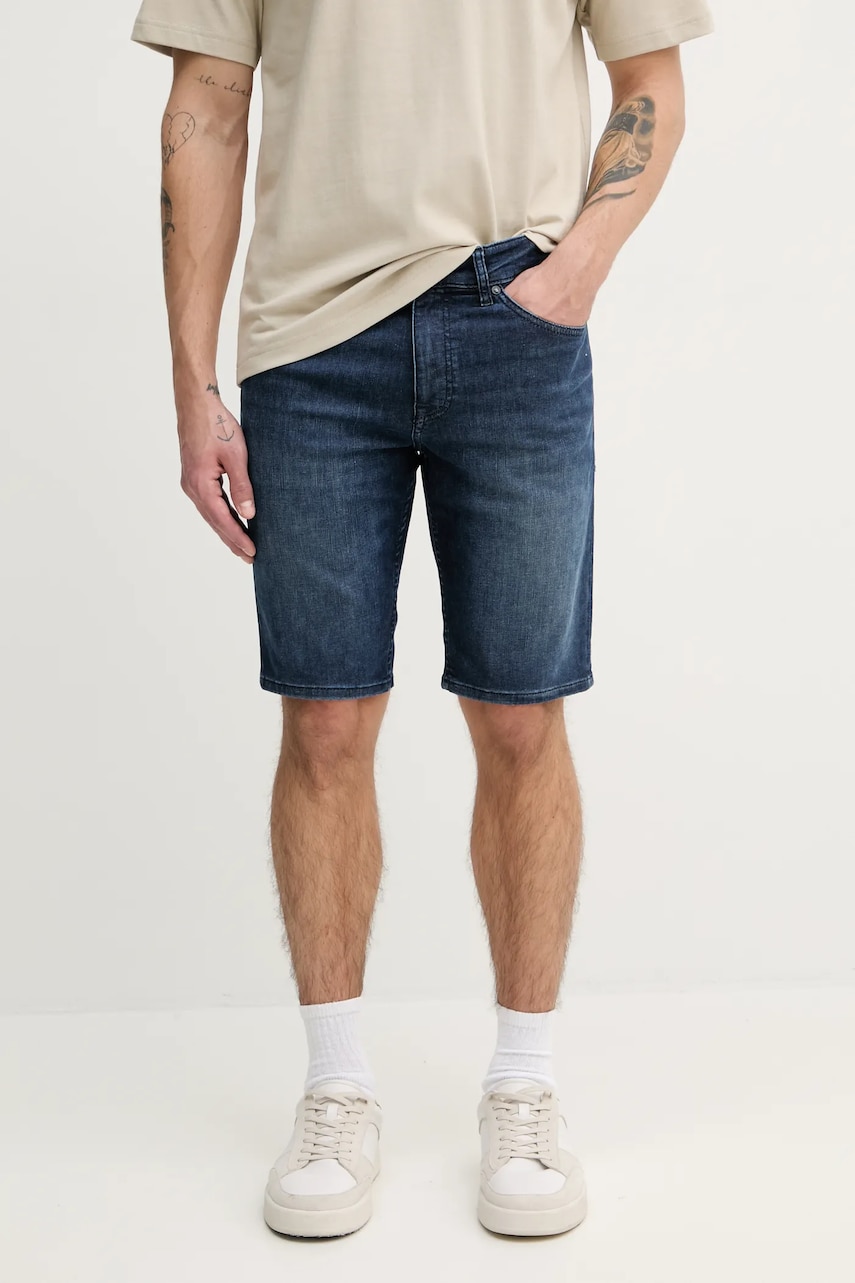 BOSS Orange pantaloni scurti jeans barbati, culoarea albastru marin, 50537815 BOSS Orange pantaloni scurti jeans barbati, culoarea albastru marin, 50537815