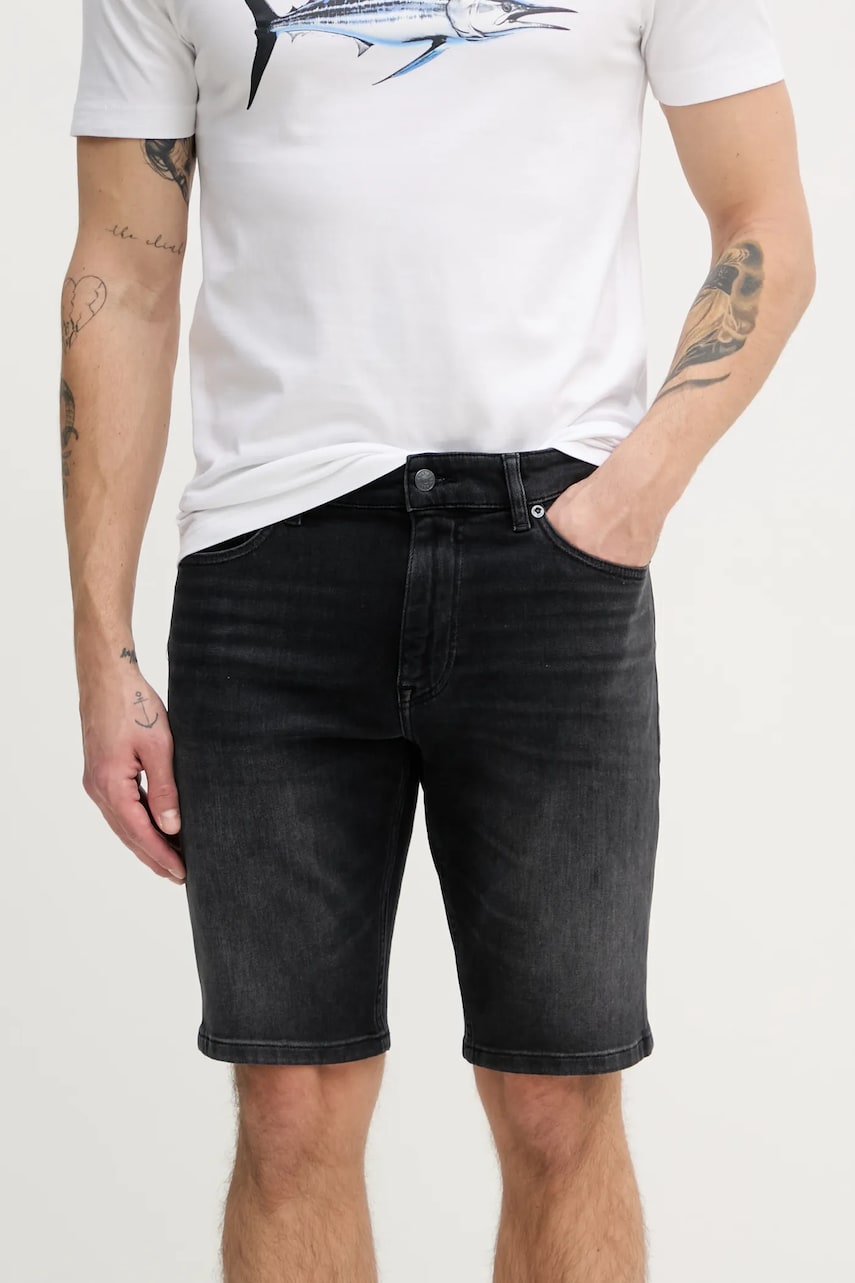 BOSS Orange pantaloni scurti jeans barbati, culoarea negru, 50540271 BOSS Orange pantaloni scurti jeans barbati, culoarea negru, 50540271