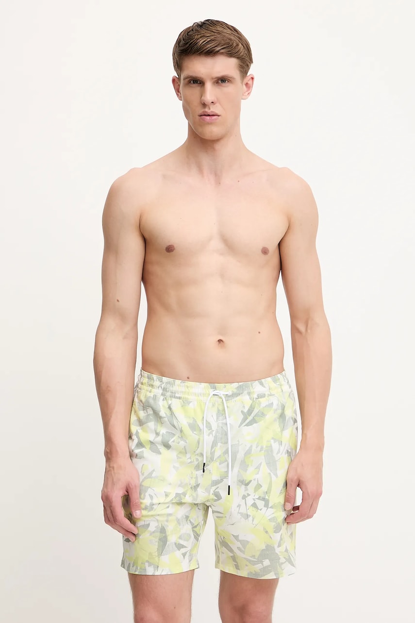 Oakley pantaloni scurți de baie CANARY PALMS bărbați, culoarea galben, FOA405399