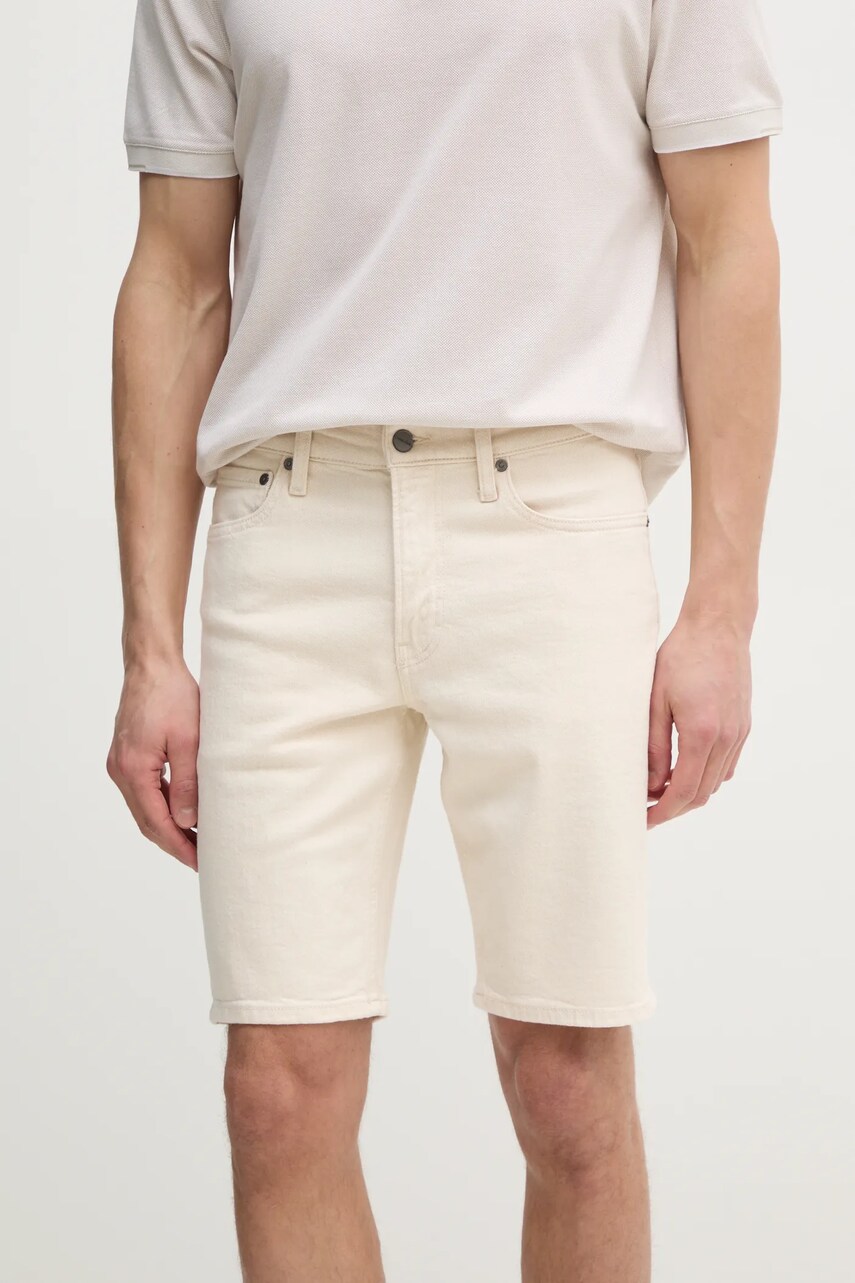 Levně Džínové šortky Calvin Klein pánské, béžová barva, K10K114078