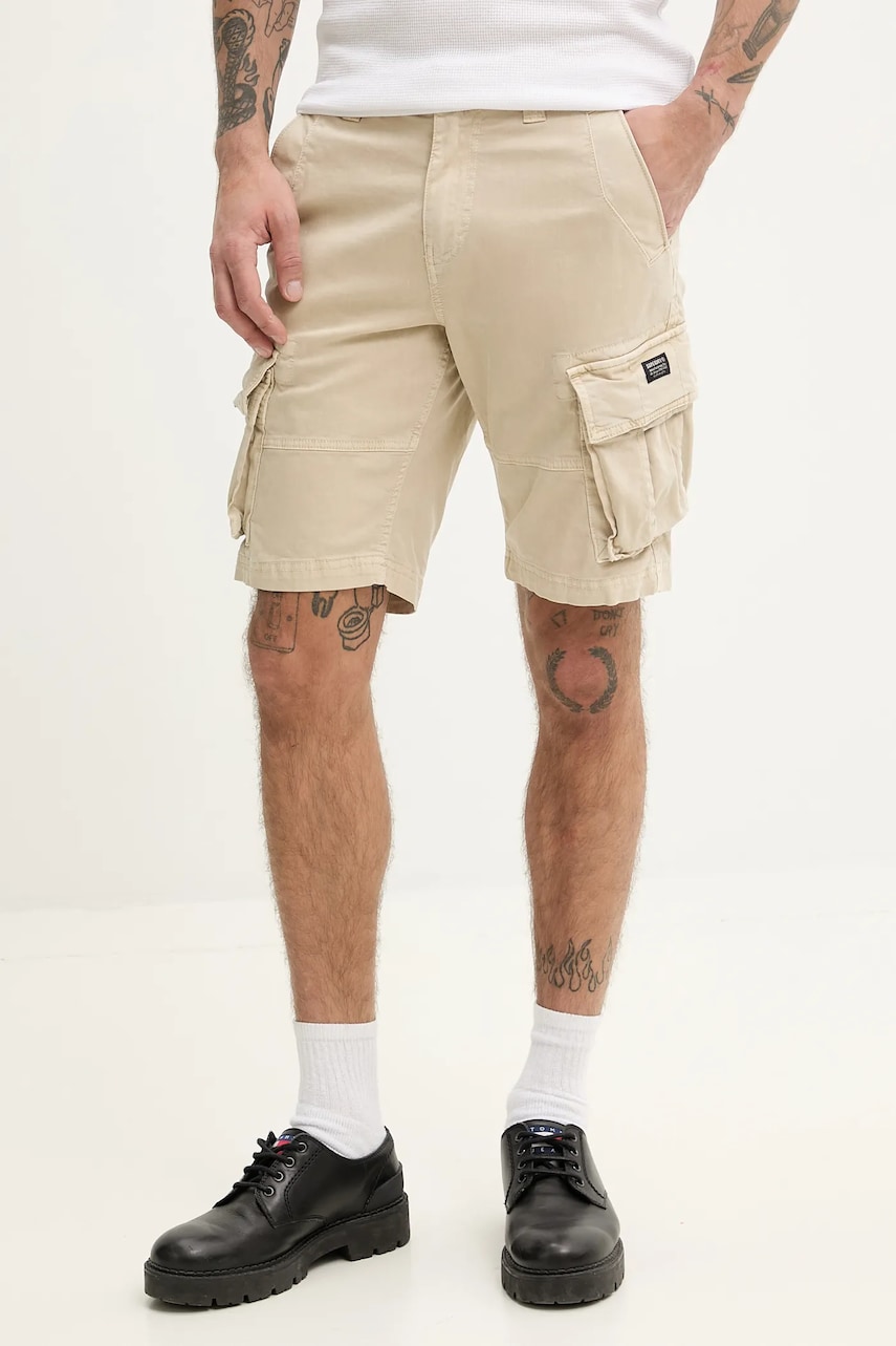 Superdry pantaloni scurți bărbați, culoarea bej, M7110433A-13K Superdry pantaloni scurți bărbați, culoarea bej, M7110433A-13K