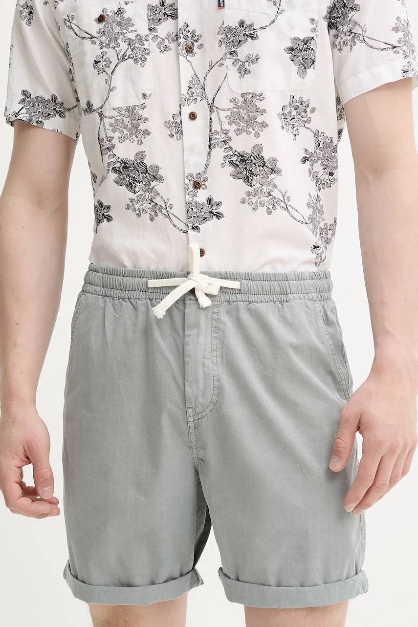 Superdry pantaloni scurti din bumbac barbati, culoarea gri, M7110479A-05Q Superdry pantaloni scurti din bumbac barbati, culoarea gri, M7110479A-05Q