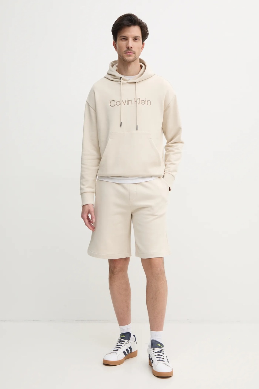 Хлопковые шорты Calvin Klein цвет бежевый K10K114121 Хлопковые шорты Calvin Klein цвет бежевый K10K114121