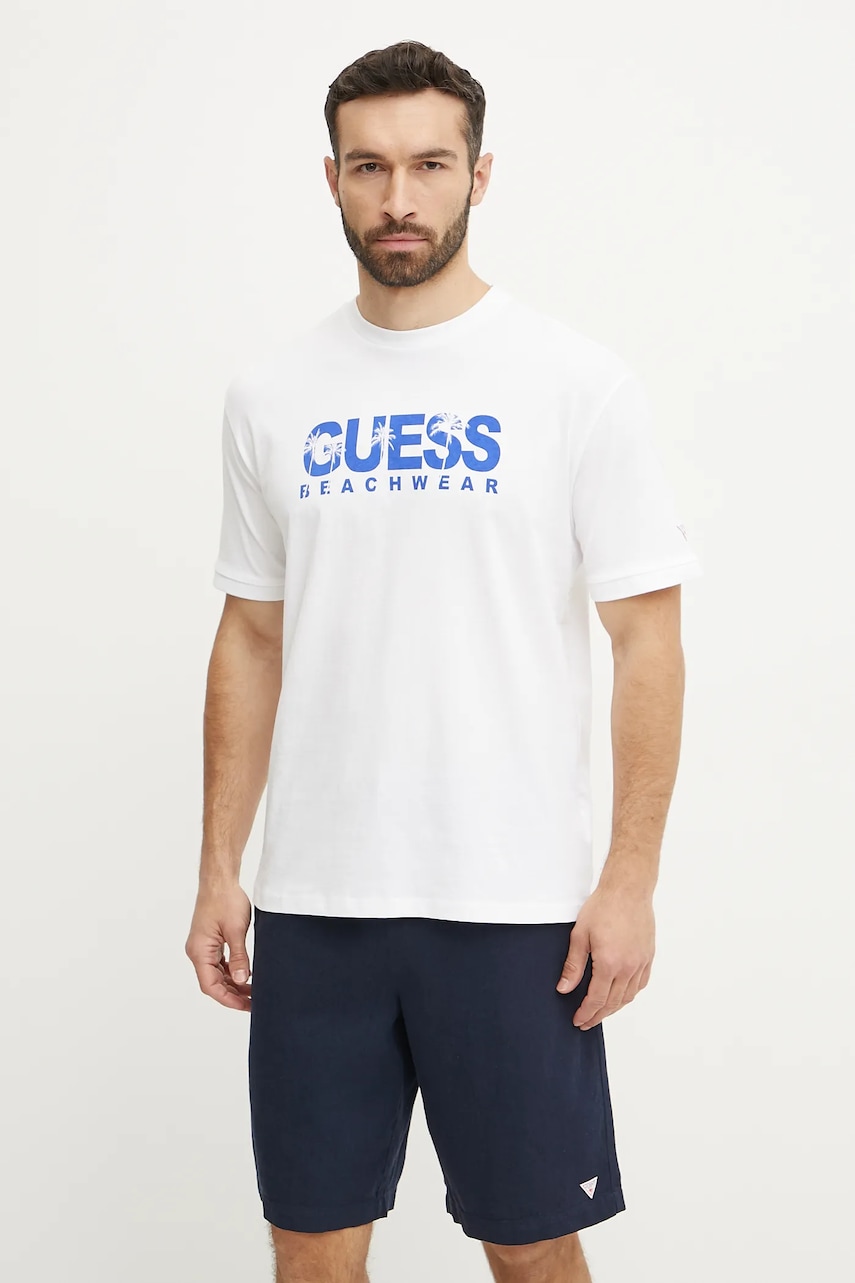 Льняные шорты Guess мужские цвет синий F5GD00 WH4J0 Льняные шорты Guess мужские цвет синий F5GD00 WH4J0