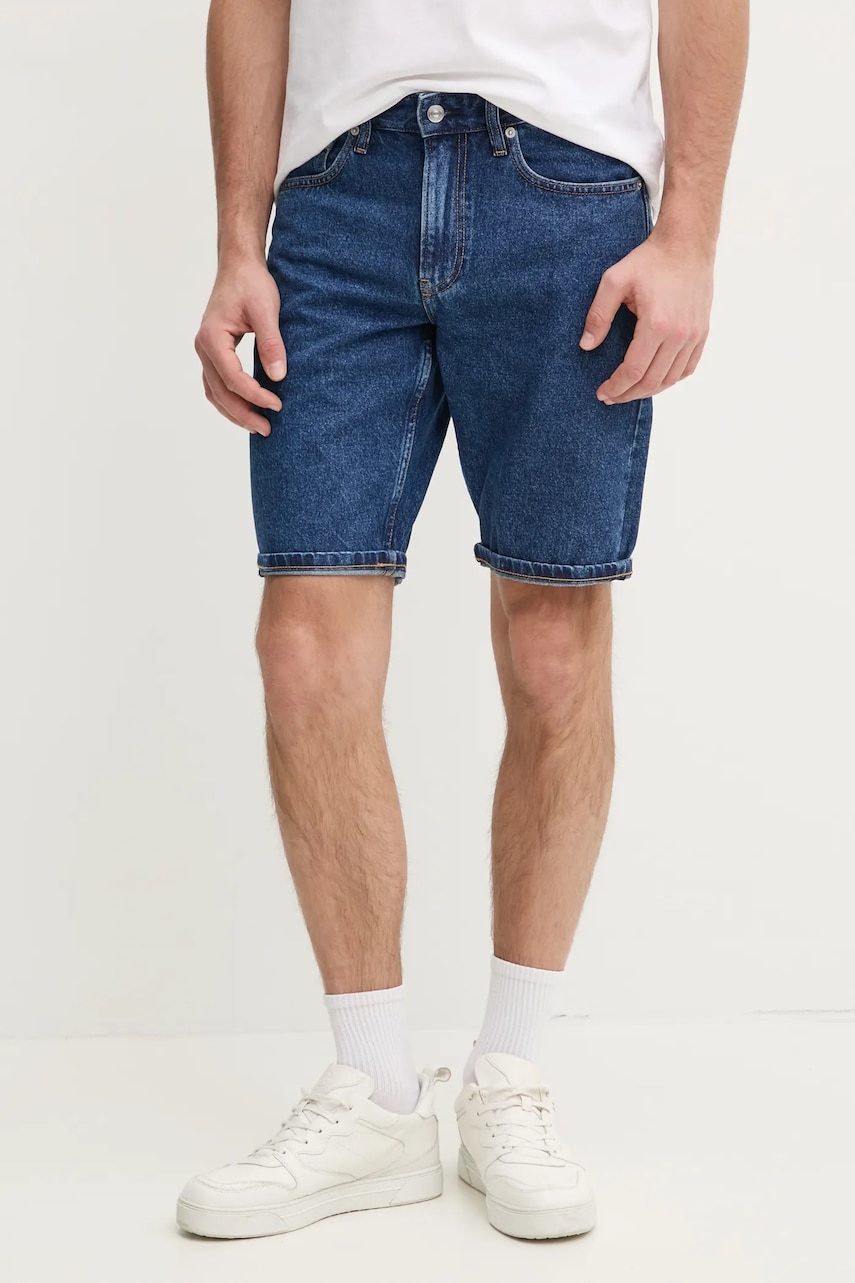 Džínové šortky Calvin Klein Jeans pánské, tmavomodrá barva, J30J327192