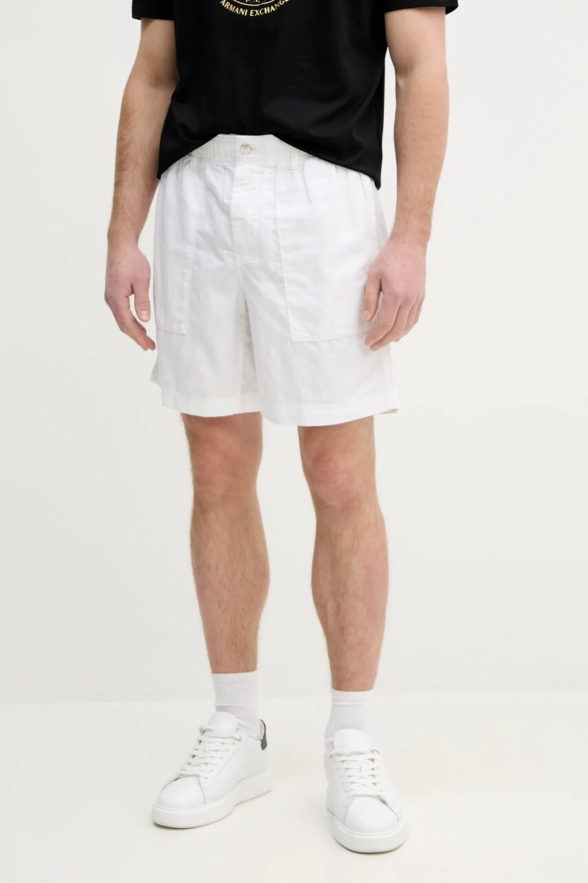 Levně Šortky s příměsí lnu Calvin Klein Jeans bílá barva, J30J327300