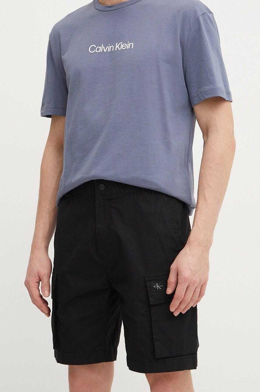 Levně Kraťasy Calvin Klein Jeans pánské, černá barva, J30J327376