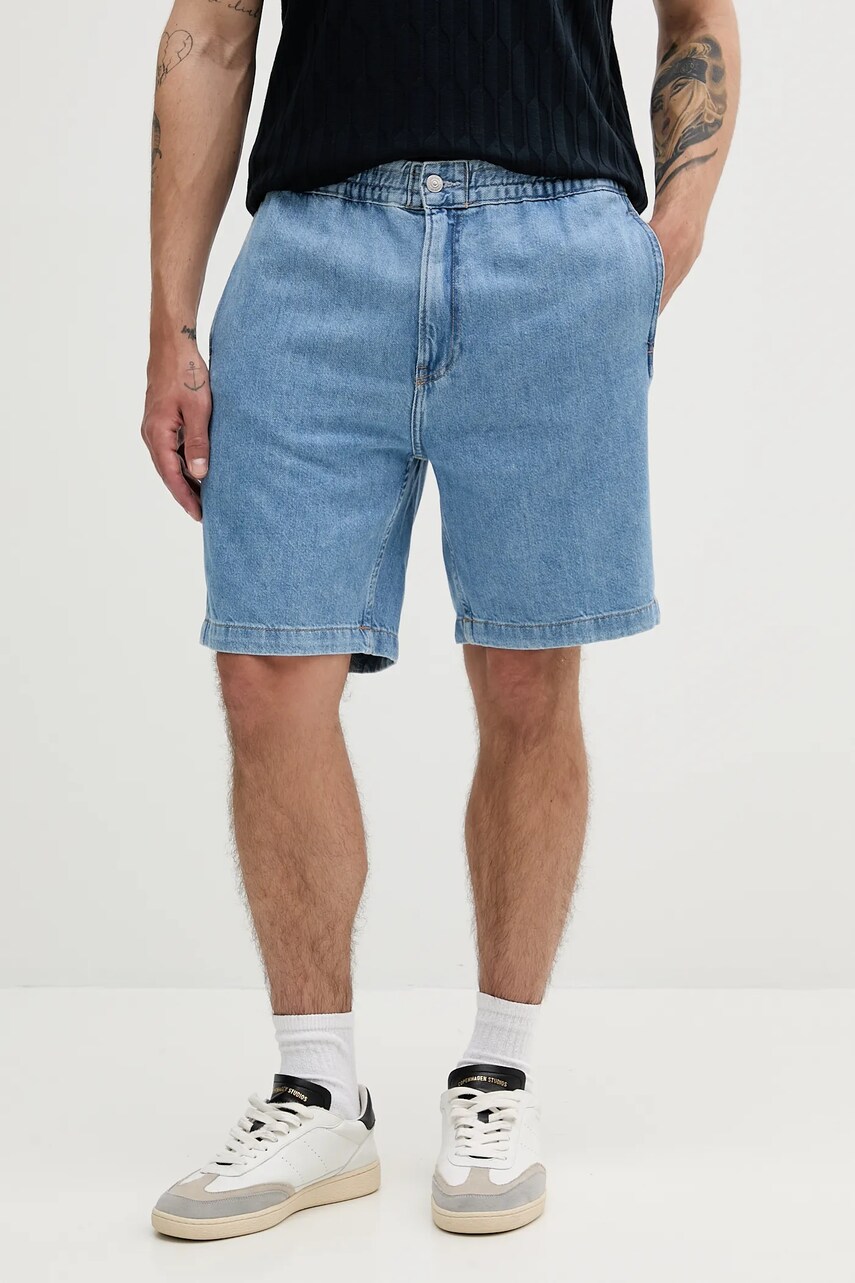 Levně Džínové šortky Calvin Klein Jeans pánské, modrá barva, J30J327506