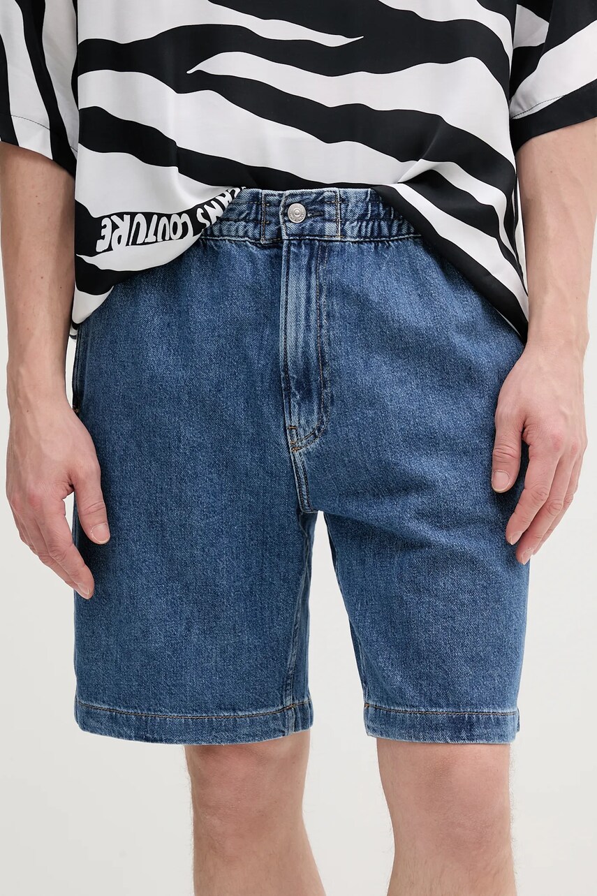 Levně Džínové šortky Calvin Klein Jeans pánské, modrá barva, J30J327517