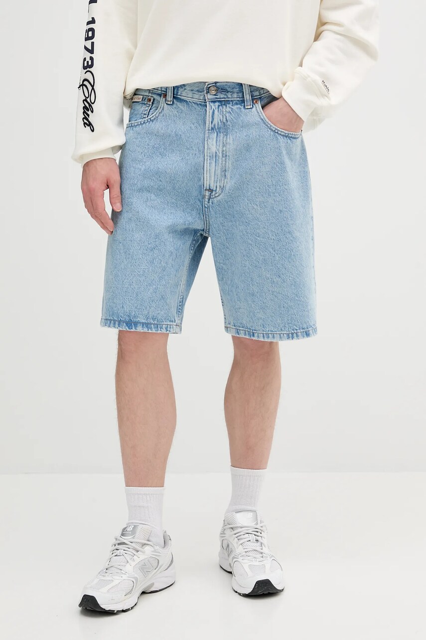 Levně Džínové šortky Calvin Klein Jeans pánské, modrá barva, LV04RB930G