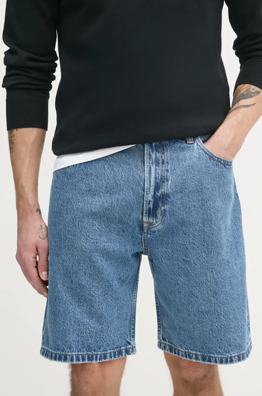 Levně Džínové šortky Calvin Klein Jeans pánské, modrá barva, LV04RB931G
