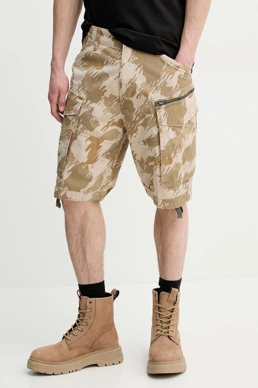 G-Star pantaloni scurți din bumbac bărbați, culoarea bej, D08566-D955