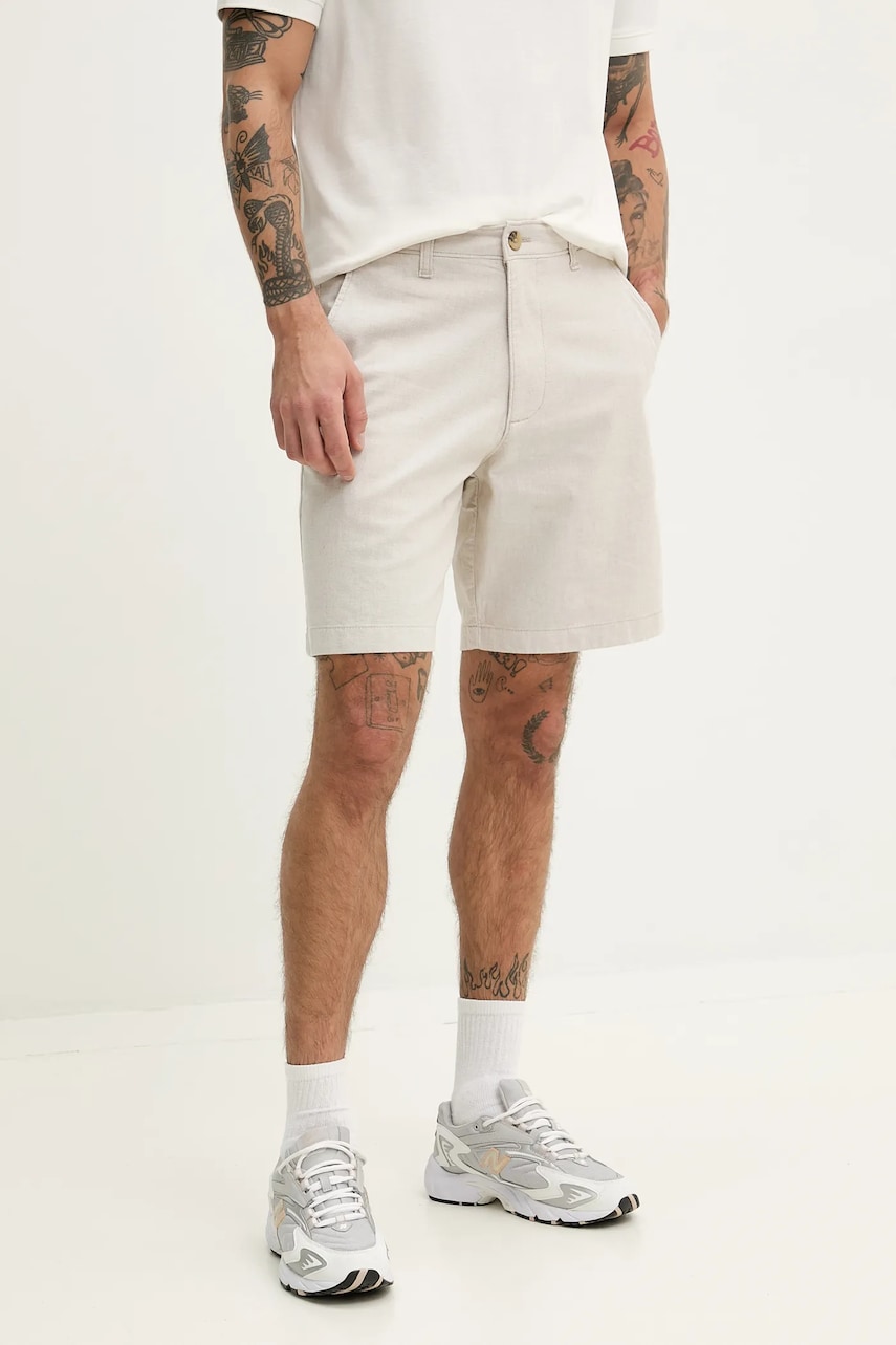 Hollister Co. pantaloni scurți din amestec de in barbati, culoarea bej, KI328-5026 Hollister Co. pantaloni scurți din amestec de in barbati, culoarea bej, KI328-5026