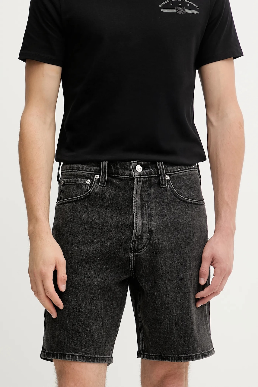 Hollister Co. pantaloni scurți jeans culoarea negru, KI328-5115