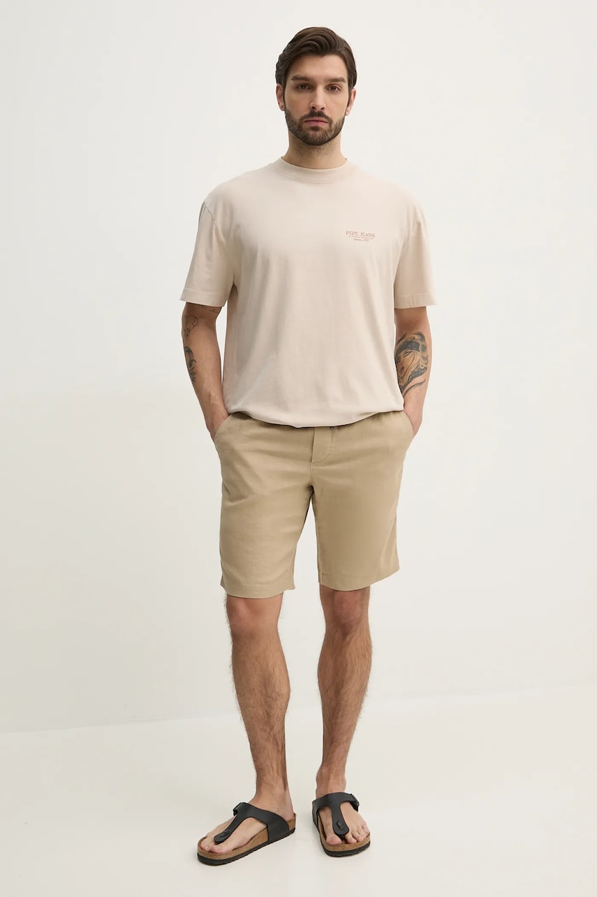 Льняные шорты Tommy Hilfiger мужские цвет зелёный MW0MW37804 Льняные шорты Tommy Hilfiger мужские цвет зелёный MW0MW37804