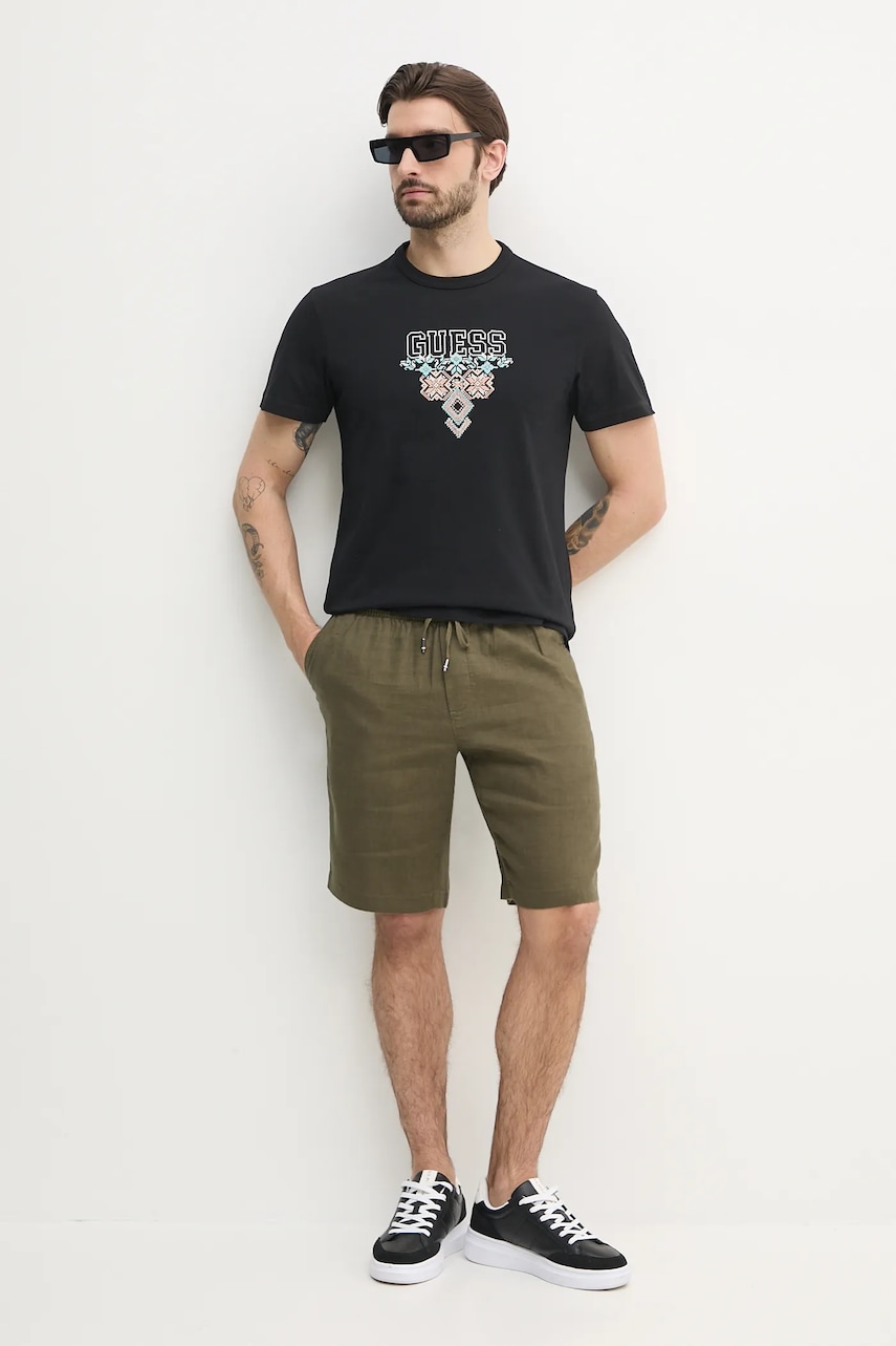 Льняные шорты Tommy Hilfiger мужские цвет зелёный MW0MW37804 Льняные шорты Tommy Hilfiger мужские цвет зелёный MW0MW37804