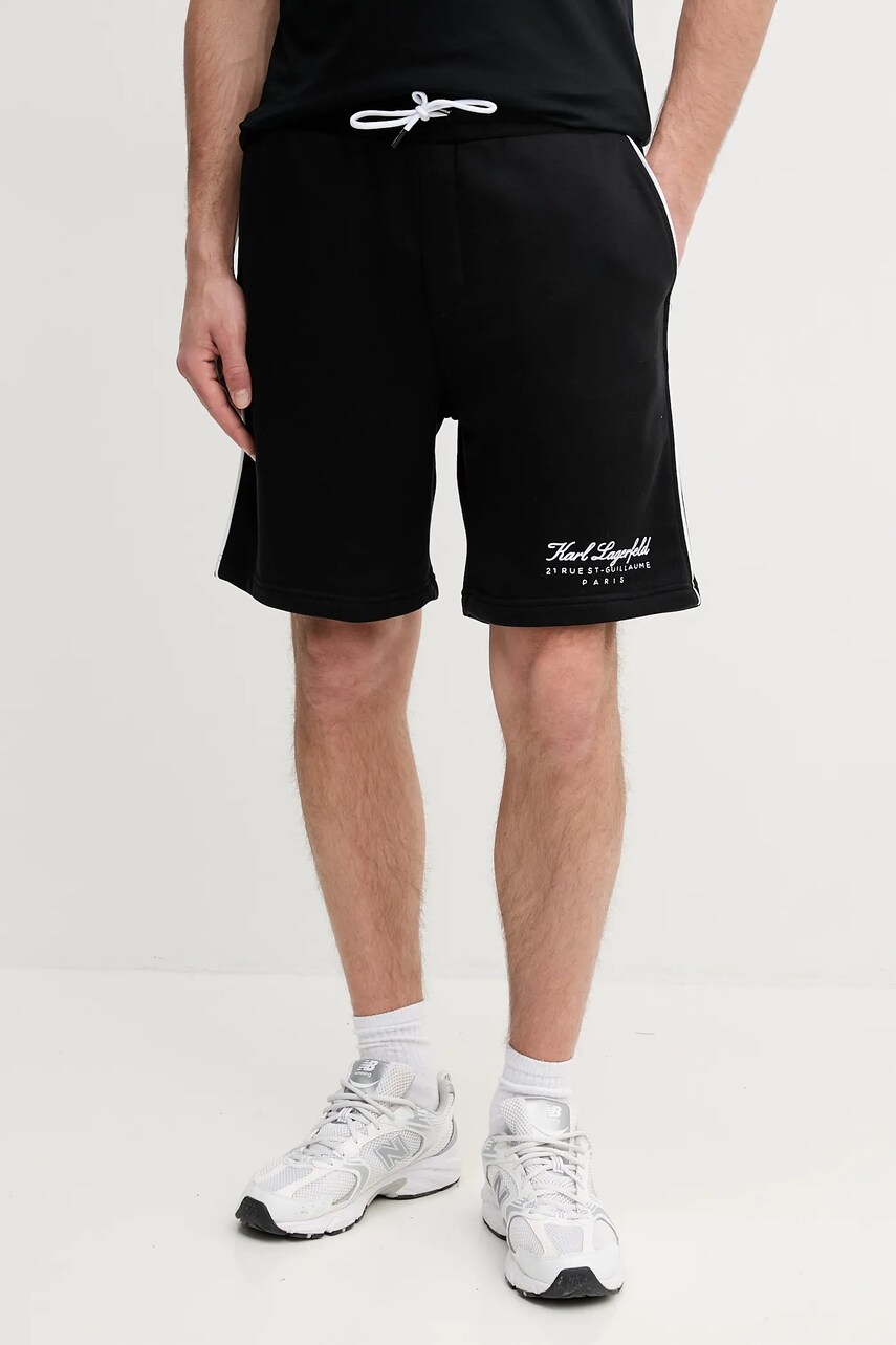Levně Kraťasy Karl Lagerfeld pánské, černá barva, A2M44002