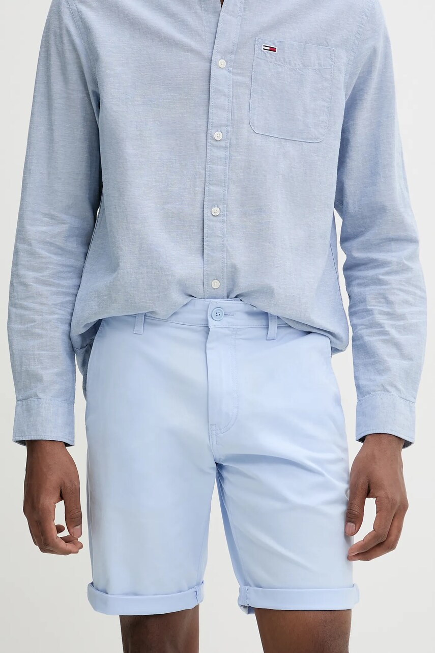 Levně Kraťasy Tommy Jeans pánské, modrá barva, DM0DM21950