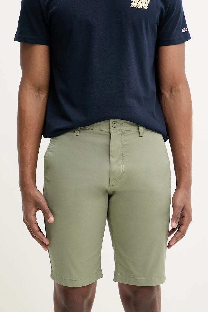 Tommy Jeans pantaloni scurti barbati, culoarea verde, DM0DM21950 Tommy Jeans pantaloni scurti barbati, culoarea verde, DM0DM21950