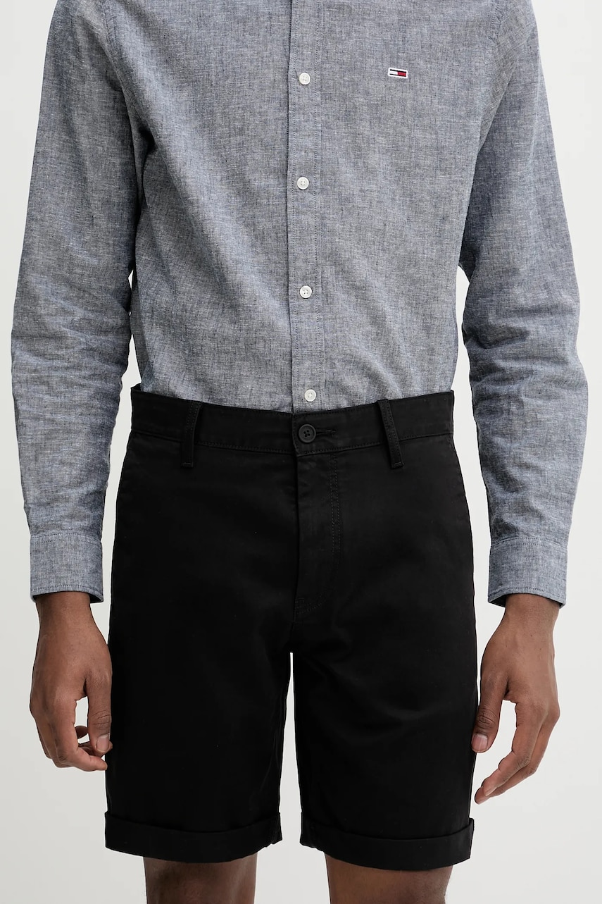 Tommy Jeans pantaloni scurti barbati, culoarea negru, DM0DM21950 Tommy Jeans pantaloni scurti barbati, culoarea negru, DM0DM21950