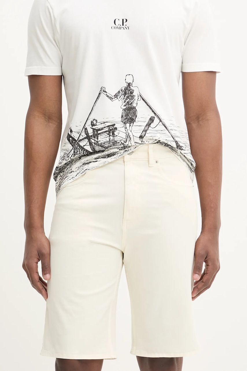 Tommy Jeans pantaloni scurti jeans barbati, culoarea bej, DM0DM21953