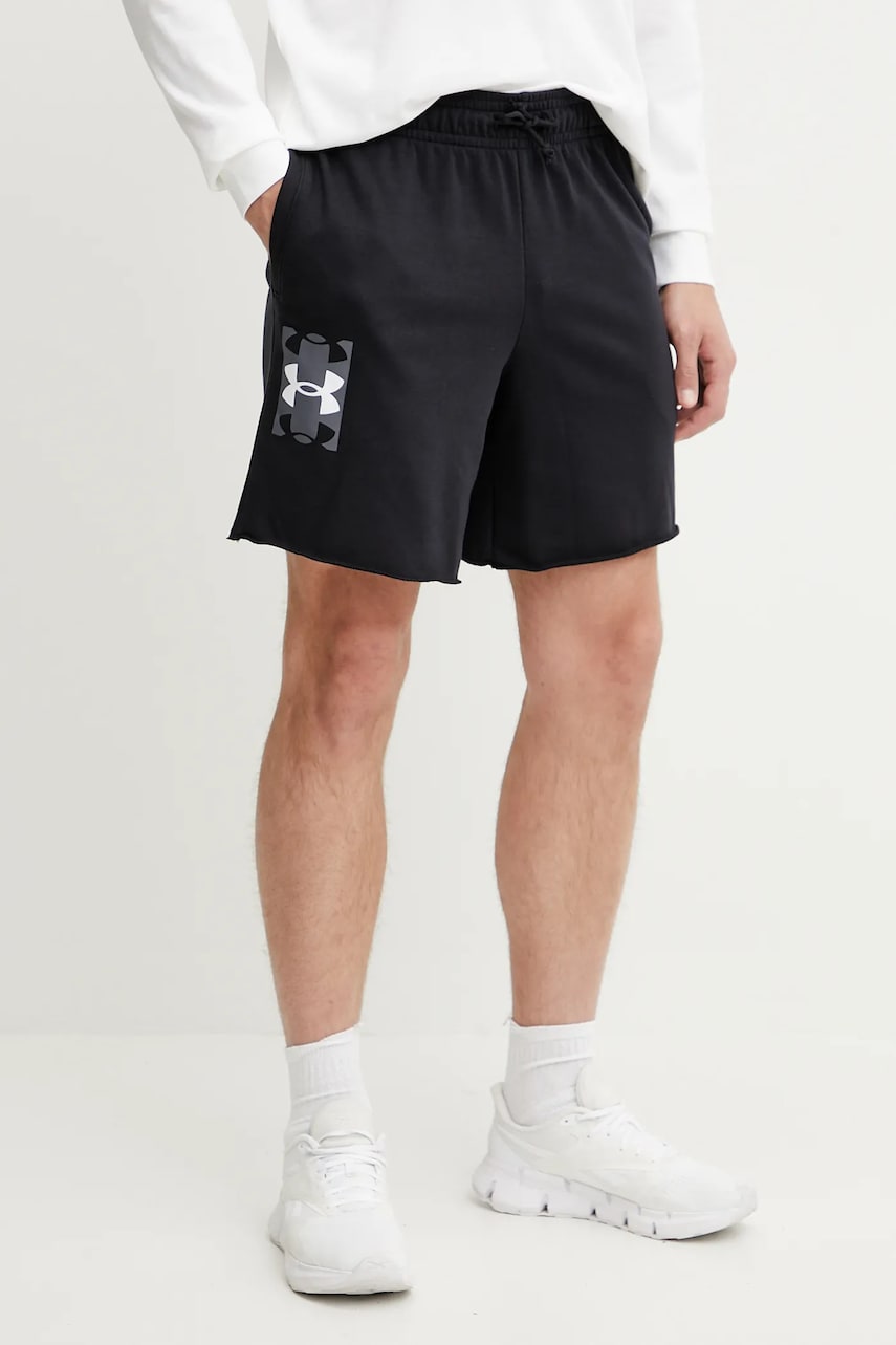 Under Armour pantaloni scurți de antrenament Rival Terry culoarea negru, 1390147 Under Armour pantaloni scurți de antrenament Rival Terry culoarea negru, 1390147