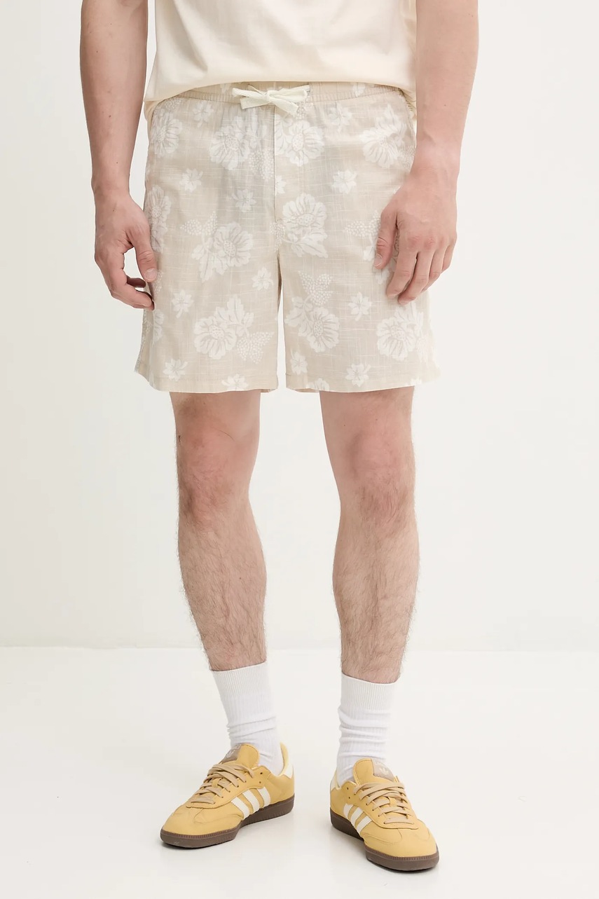 Tommy Jeans pantaloni scurți din bumbac bărbați, culoarea bej, DM0DM21947