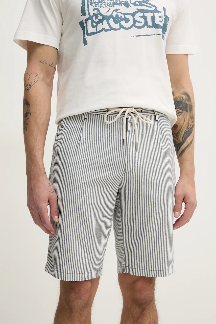 Joop! pantaloni scurți din amestec de in bărbați, culoarea alb, 30046558 Joop! pantaloni scurți din amestec de in bărbați, culoarea alb, 30046558