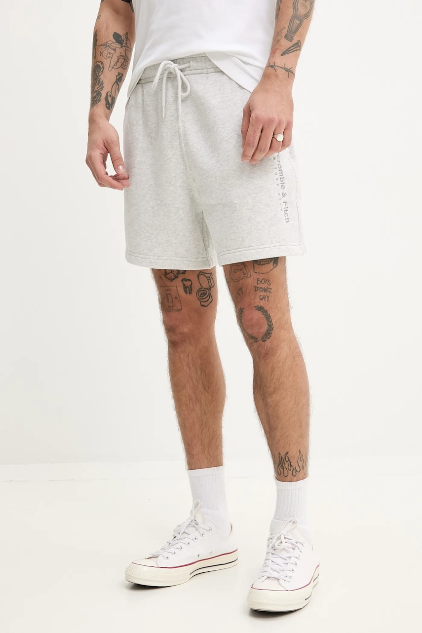 Abercrombie & Fitch pantaloni scurti barbati, culoarea gri, melanj, KI176-5150 Abercrombie & Fitch pantaloni scurti barbati, culoarea gri, melanj, KI176-5150
