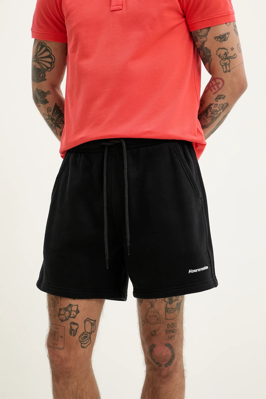 Abercrombie & Fitch pantaloni scurti barbati, culoarea negru, KI176-5150 Abercrombie & Fitch pantaloni scurti barbati, culoarea negru, KI176-5150