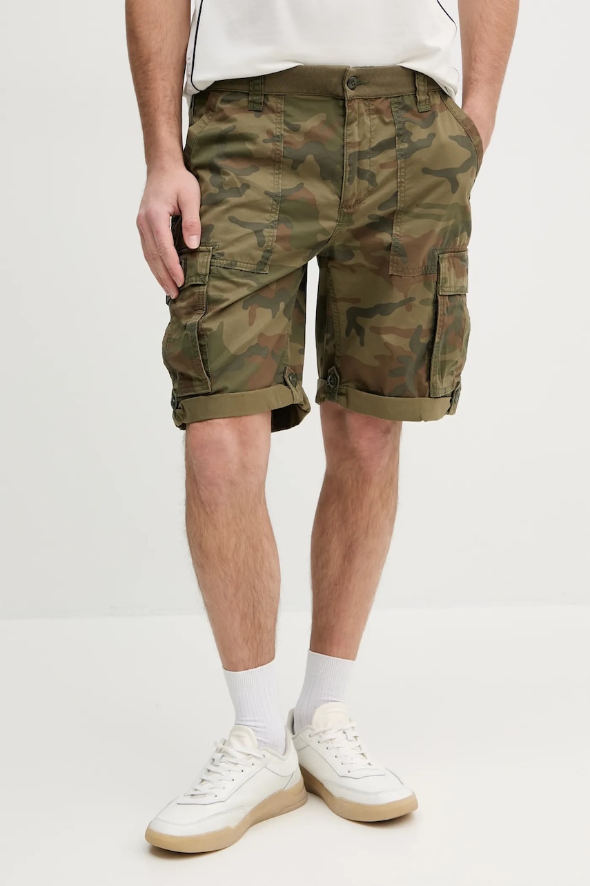 Aeronautica Militare pantaloni scurti din bumbac barbati, culoarea verde, BE250CT3502