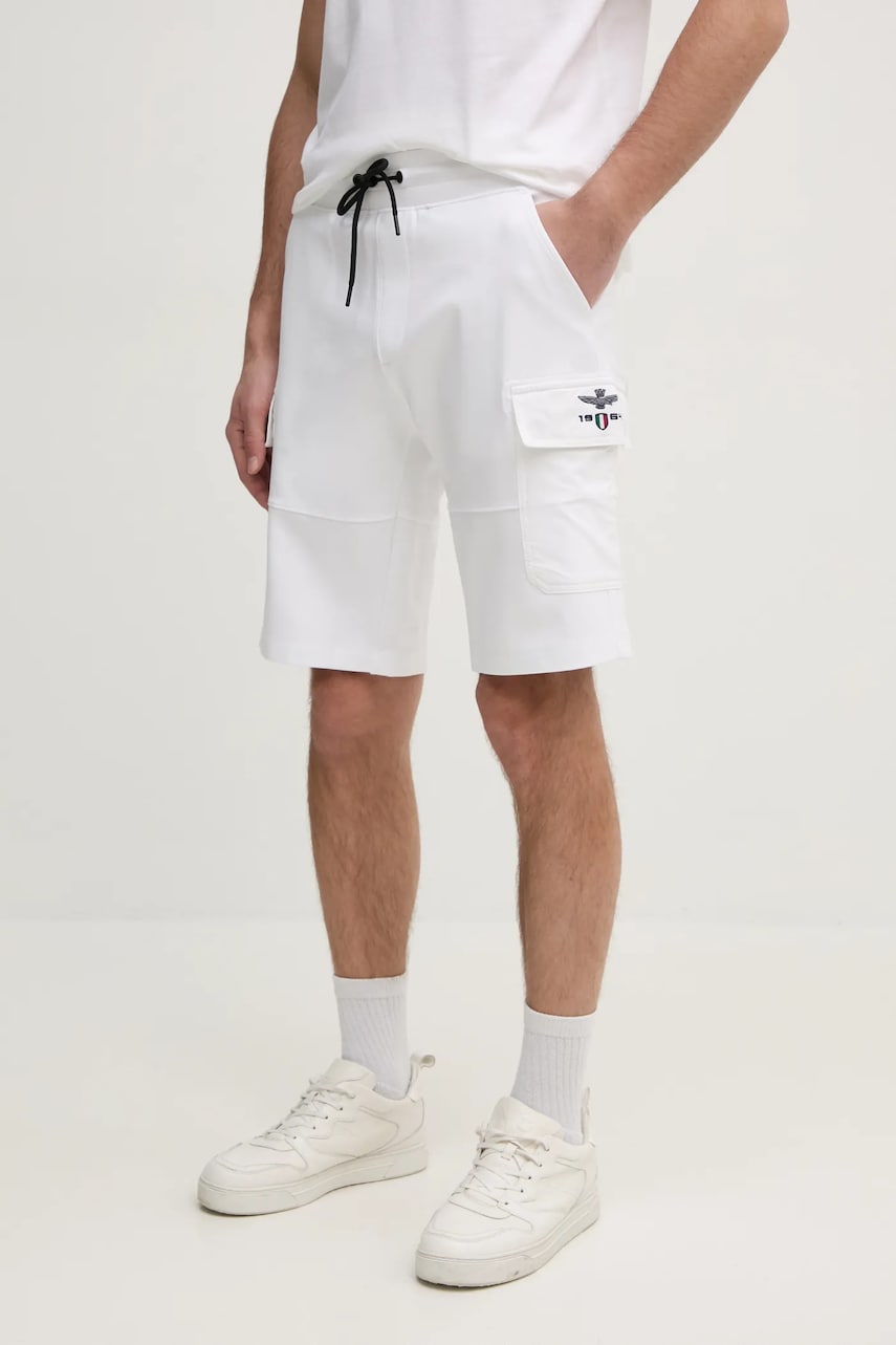 Aeronautica Militare pantaloni scurți bărbați, culoarea alb, BF012F559 Aeronautica Militare pantaloni scurți bărbați, culoarea alb, BF012F559