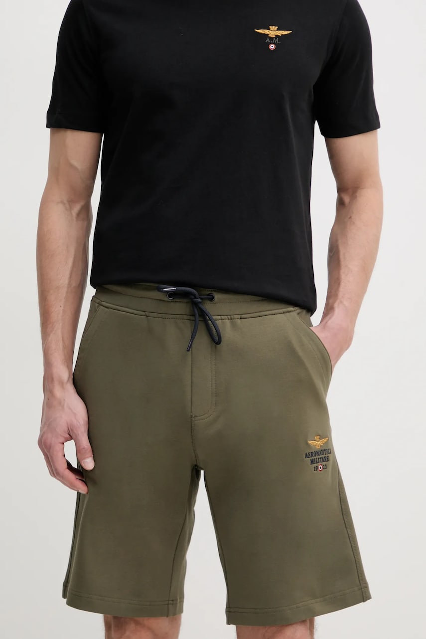 Aeronautica Militare pantaloni scurti barbati, culoarea verde, BF017F459