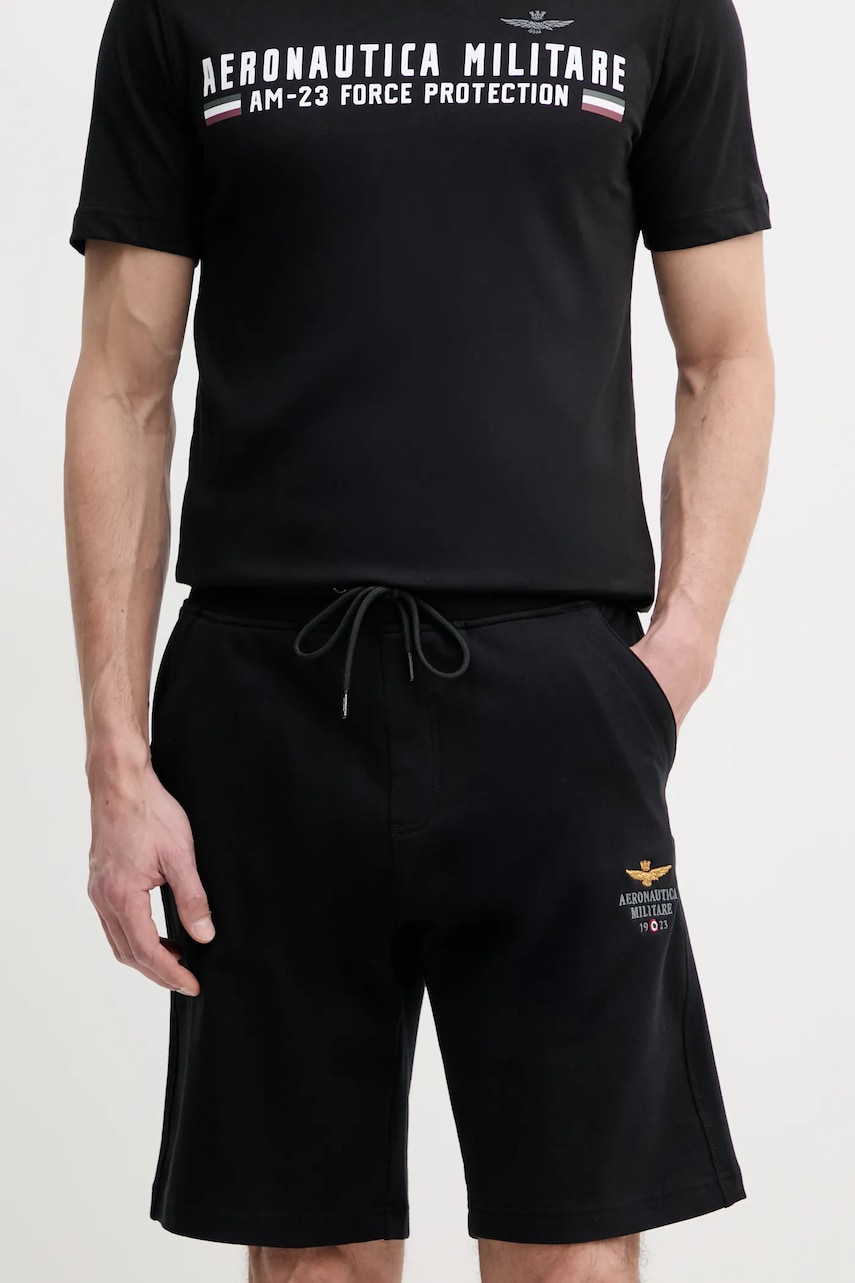 Aeronautica Militare pantaloni scurti barbati, culoarea negru, BF017F459 Aeronautica Militare pantaloni scurti barbati, culoarea negru, BF017F459