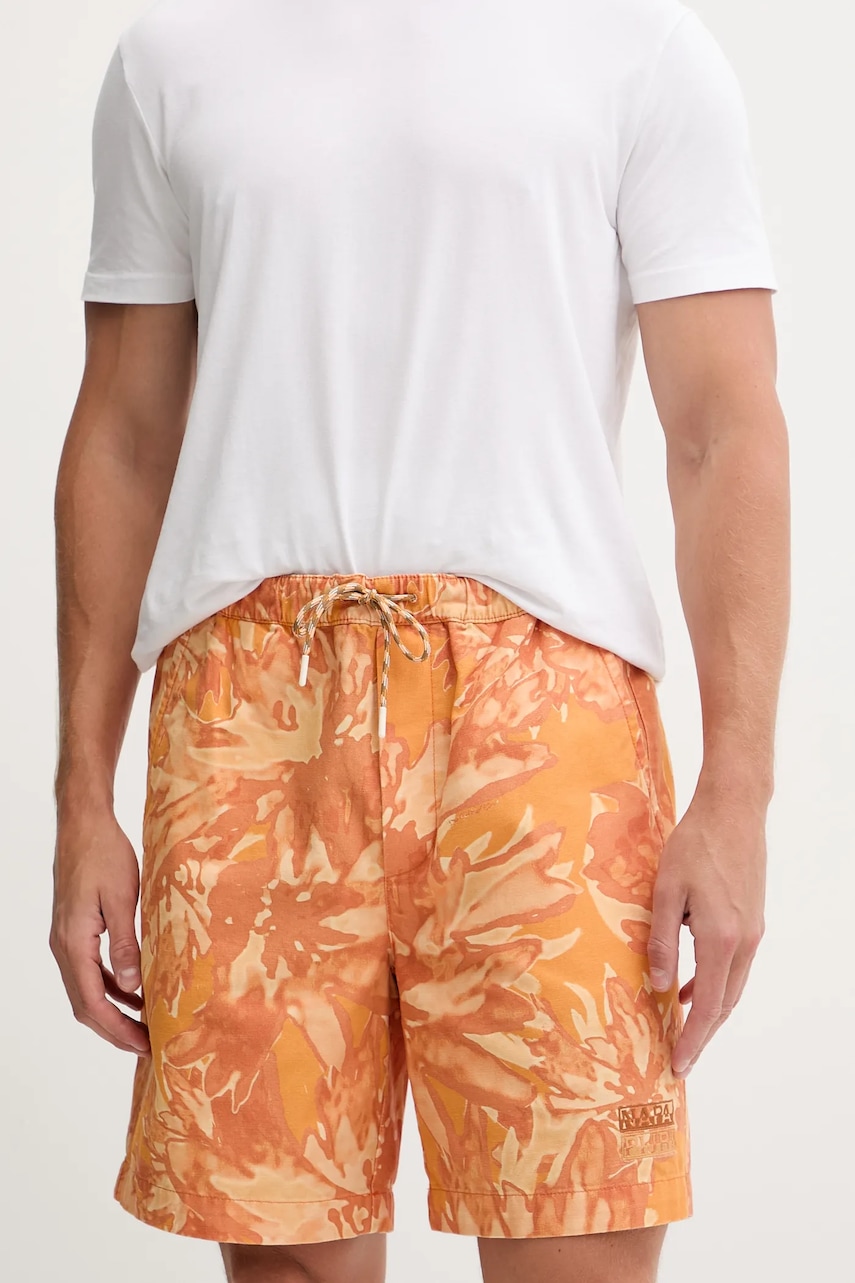 Napapijri pantaloni scurți jeans N-Talla Aop bărbați, culoarea portocaliu, NP0A4IBRFED1