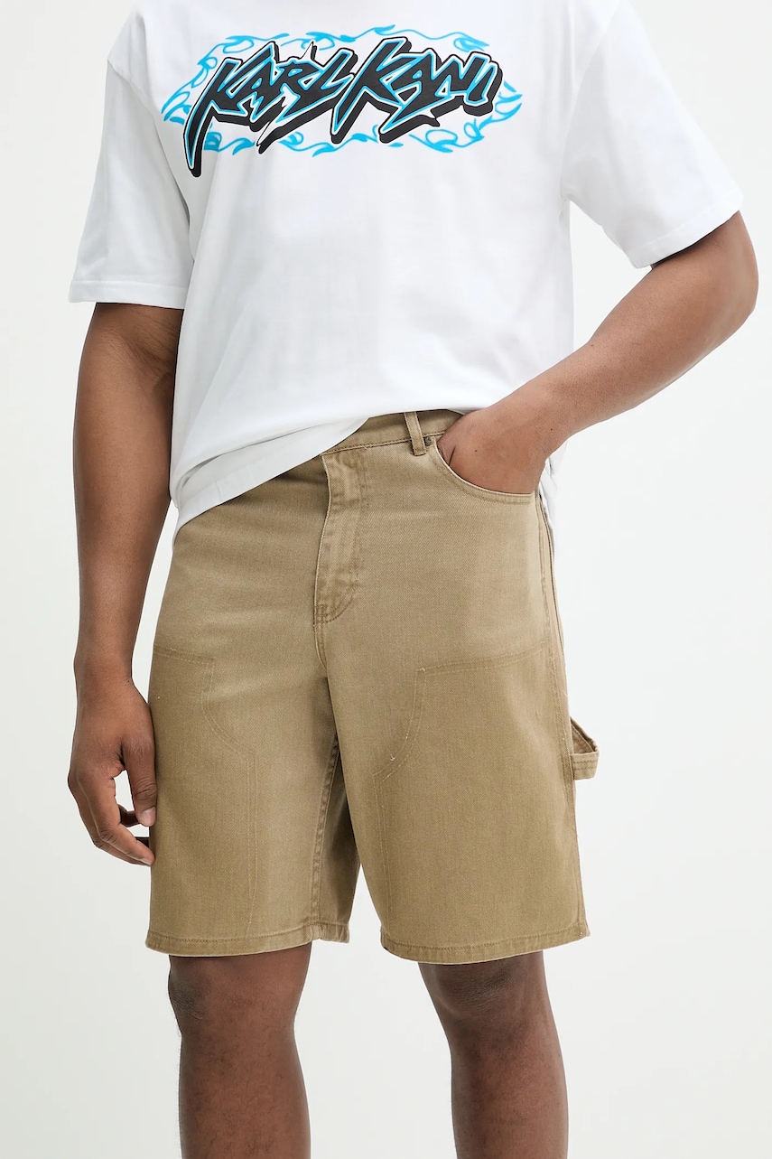 Karl Kani pantaloni scurți jeans bărbați, culoarea verde, 60100010 Karl Kani pantaloni scurți jeans bărbați, culoarea verde, 60100010