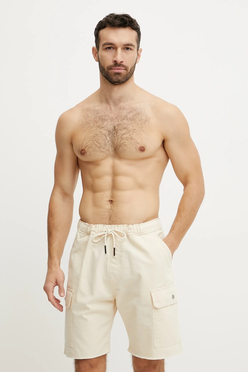 OAS pantaloni scurti din bumbac barbati, culoarea bej, 5023