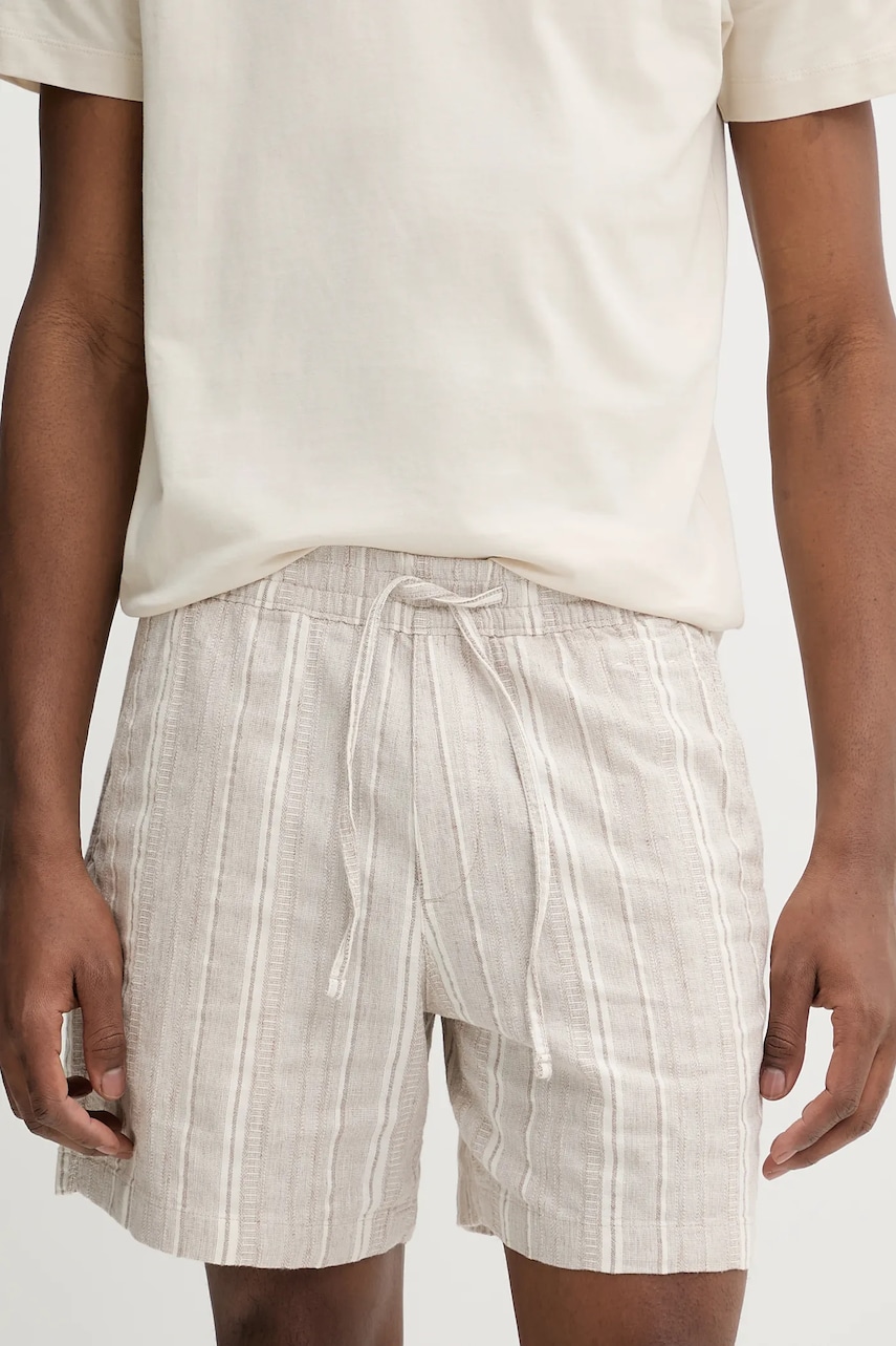 Abercrombie & Fitch pantaloni scurți din amestec de in barbati, culoarea bej, KI128-5063 Abercrombie & Fitch pantaloni scurți din amestec de in barbati, culoarea bej, KI128-5063