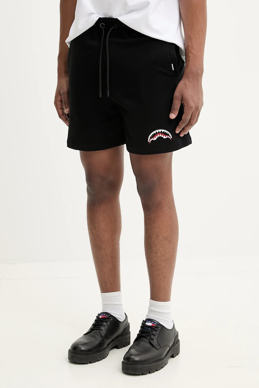 Sprayground pantaloni scurti din bumbac barbati, culoarea negru, SP739E Sprayground pantaloni scurti din bumbac barbati, culoarea negru, SP739E